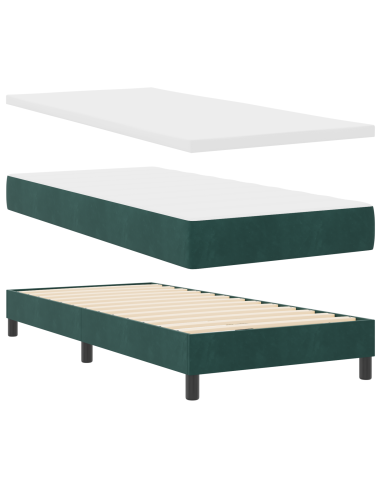Letto a molle con materasso Verde Scuro 200 x 80 cm Poliestere