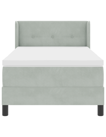 Letto con Box Spring e Materasso  Grigio Chiaro 90x190 cm Velluto