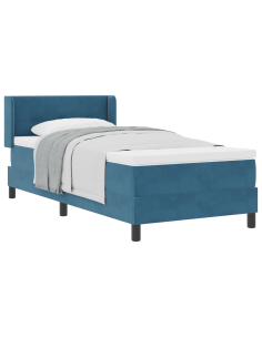 Letto a molle con testiera Blu Scuro 190 x 90 cm Velluto 2