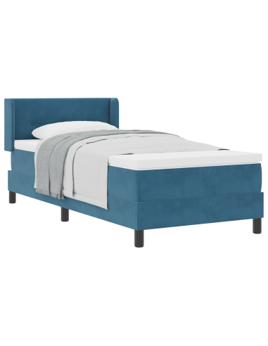 Letto a molle con testiera Blu Scuro 190 x 90 cm Velluto