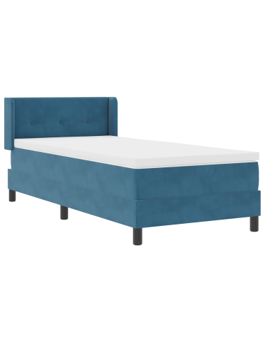 Letto a molle con testiera Blu Scuro 190 x 90 cm Velluto