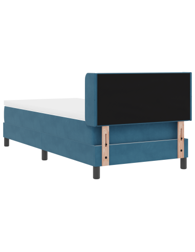 Letto a molle con testiera Blu Scuro 190 x 90 cm Velluto
