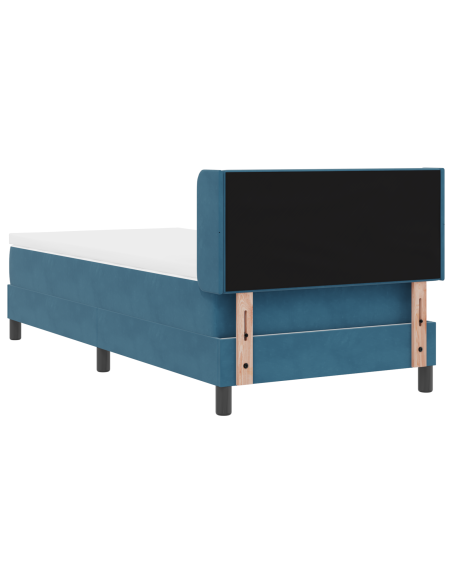 Letto a molle con testiera Blu Scuro 190 x 90 cm Velluto