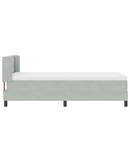 letto box spring  con materasso grigio chiaro 100x200 cm in velluto