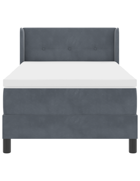 Letto Box Spring con Materasso Grigio Scuro 100x200 cm Velluto
