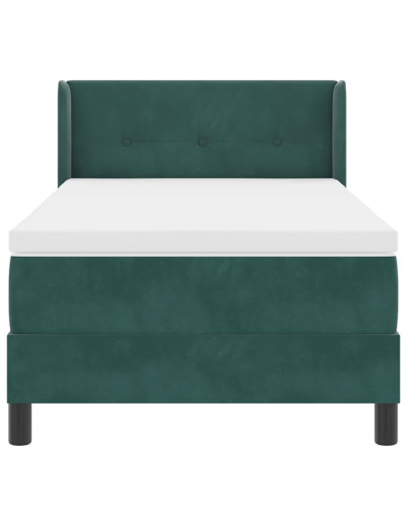 Letto Box Spring con Materasso verde scuro 100x200 cm in Velluto