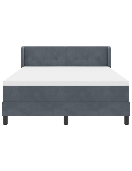 Letto con Box Spring e Materasso  Grigio Scuro 140x190 cm Velluto