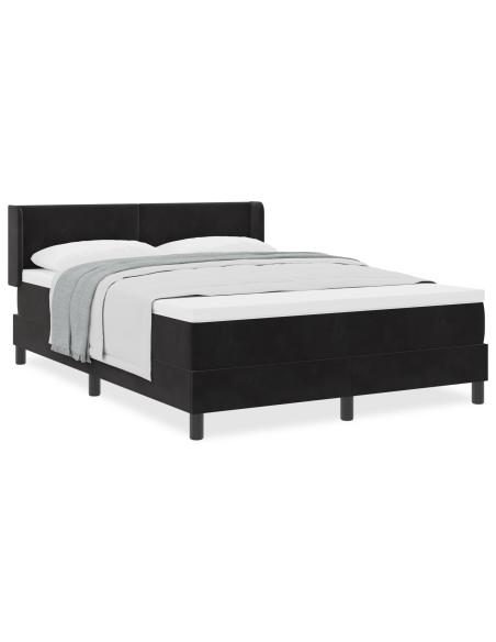 Letto con Rete a Molle e Materasso Nero 140x190 cm Velluto