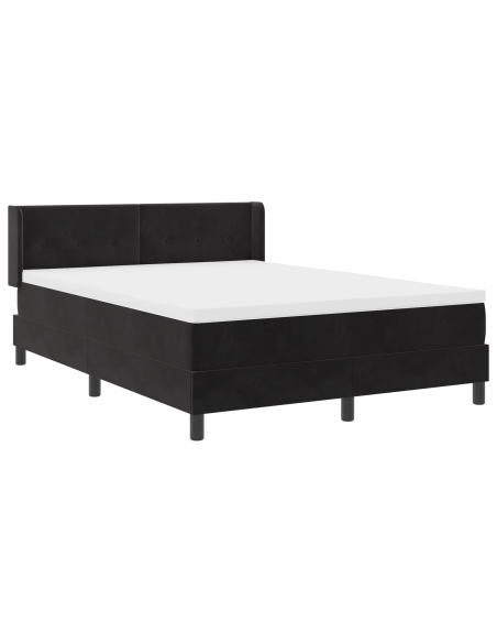Letto con Rete a Molle e Materasso Nero 140x190 cm Velluto