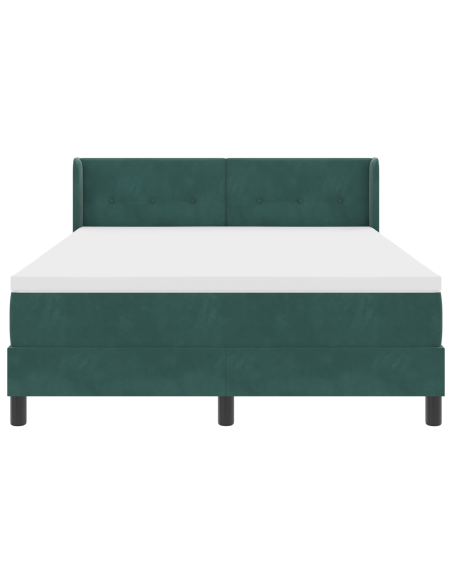 Letto Box Spring con Materasso Verde Scuro 140x190 cm Velluto