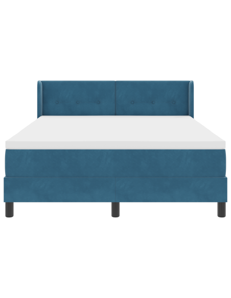 Letto Box Spring  con Materasso Blu Scuro 140x190 cm in Velluto
