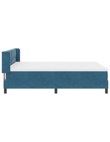 Letto Box Spring  con Materasso Blu Scuro 140x190 cm in Velluto