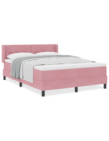 Letto a molle con materasso Rosa 190 x 140 cm Poliestere