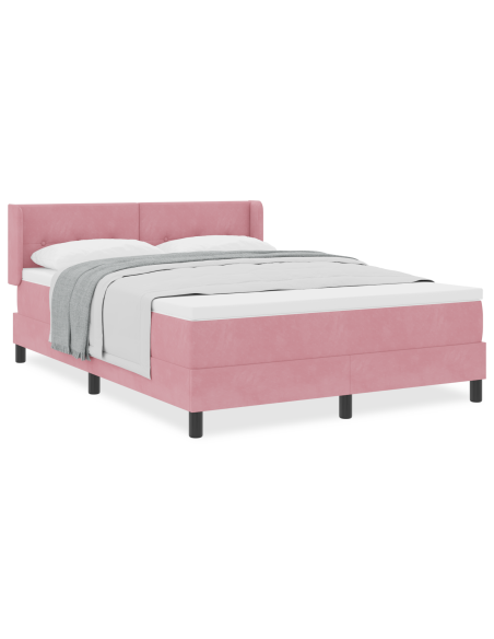 Letto con Contenitore e Materasso Rosa 140x190 cm Velluto