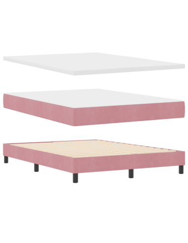 Letto a molle con materasso Rosa 190 x 140 cm Poliestere