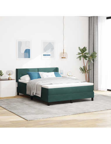 Letto a molle con materasso Verde Scuro 200 x 140 cm Poliestere