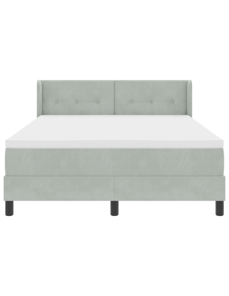Letto Box Spring con Materasso grigio chiaro 160x200 cm in Velluto