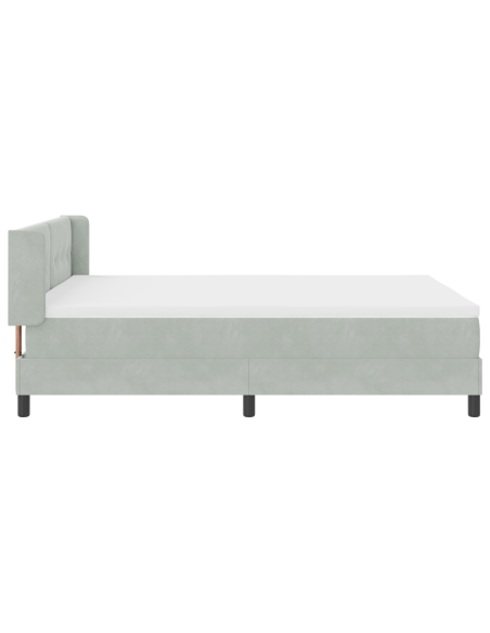 Letto Box Spring con Materasso grigio chiaro 160x200 cm in Velluto