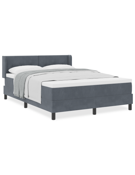 Letto a Molle Box con Materasso Grigio Scuro 160x200 cm in Velluto