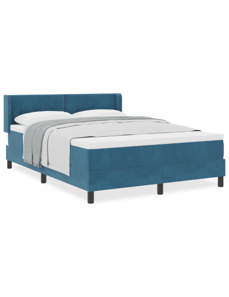 Letto Box Spring con Materasso Blu Scuro 160x200 cm Velluto