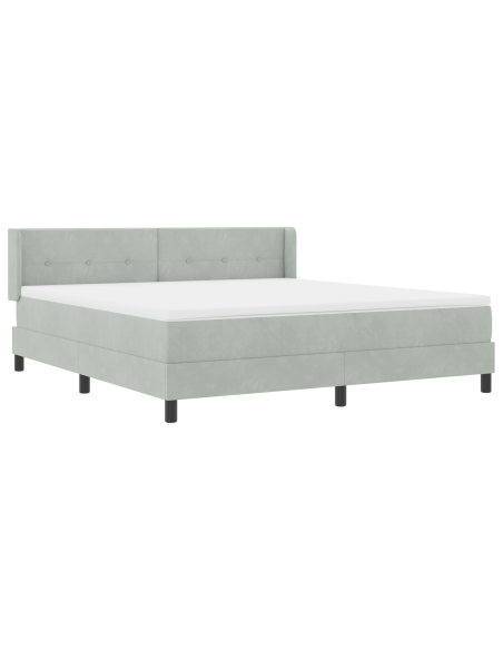 Letto Box Spring  con Materasso Grigio Chiaro 180x200 cm in Velluto