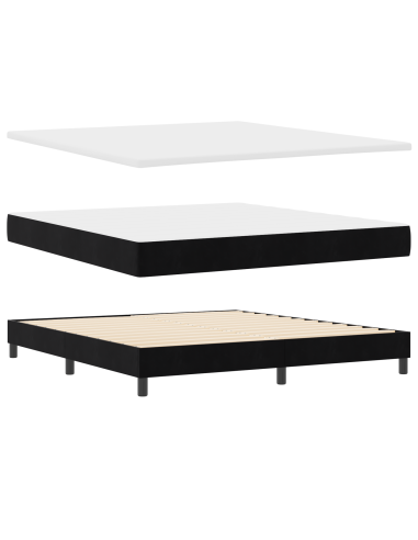 Letto a molle con materasso Nero 200 x 180 cm Poliestere