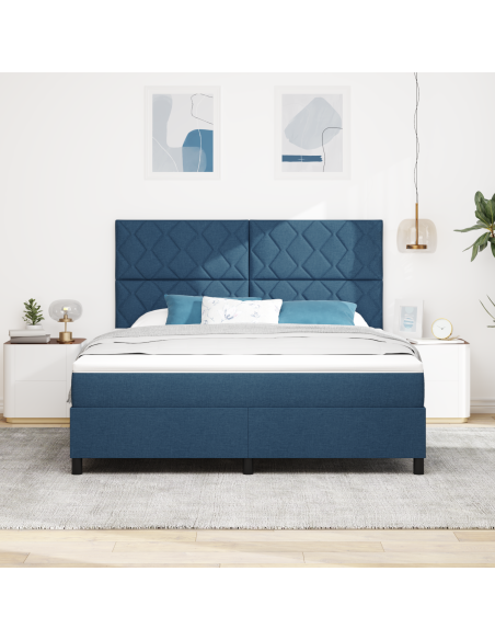 Letto con Rete a Molla con Materasso & LED Blu 180x200 cm Tessuto