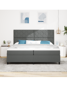 Letto a molle con materasso Grigio scuro 200 x 200 cm Tessuto