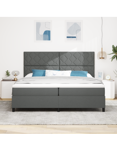 Letto a molle con materasso Grigio scuro 200 x 200 cm Tessuto