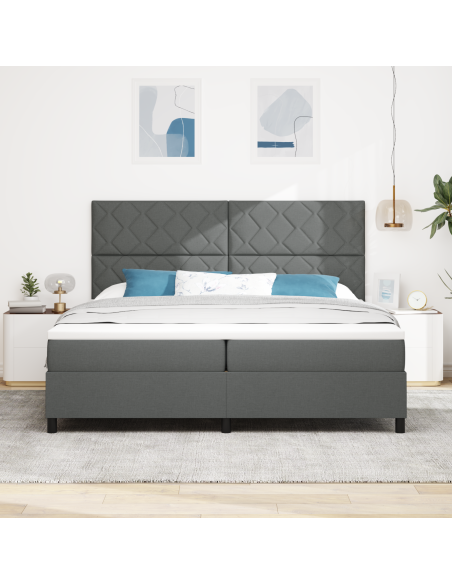 Letto con Piatto D'Appoggio con Materasso & LED Grigio Scuro 200x200 cm Tessuto