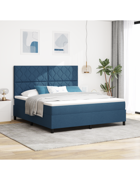 Letto con Rete a Molla con Materasso & LED Blu 180x200 cm Tessuto