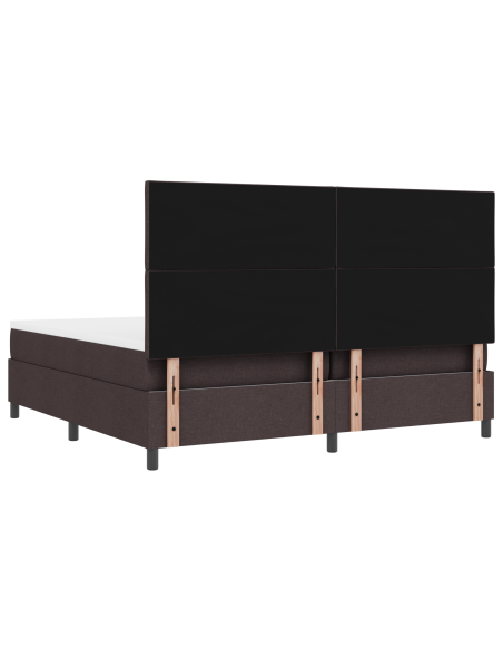 Letto con Rete a Molla e Materasso & LED Marrone Scuro 200x200 cm Tessuto
