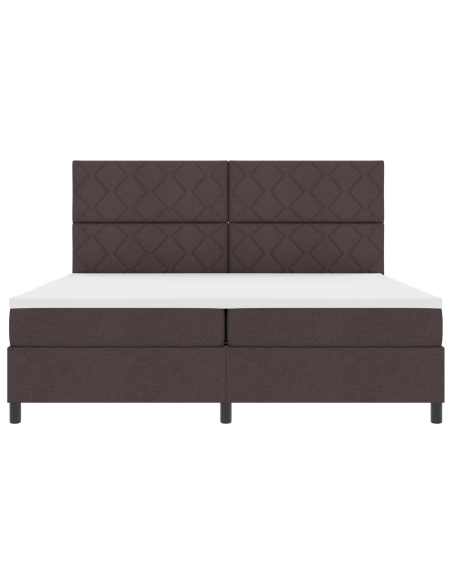 Letto con Rete a Molla e Materasso & LED Marrone Scuro 200x200 cm Tessuto