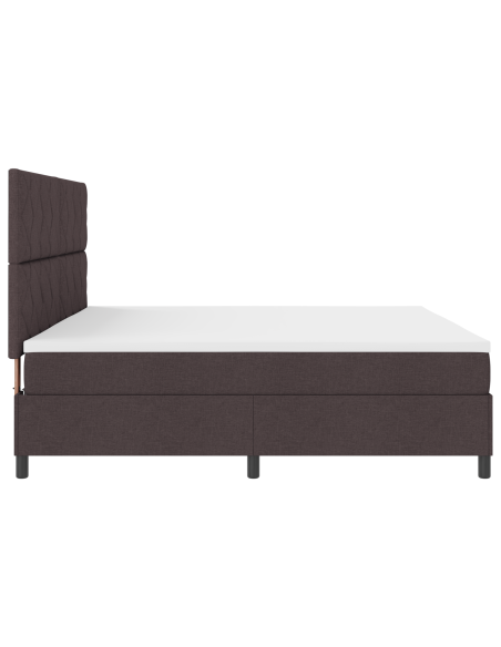 Letto con Rete a Molla e Materasso & LED Marrone Scuro 200x200 cm Tessuto