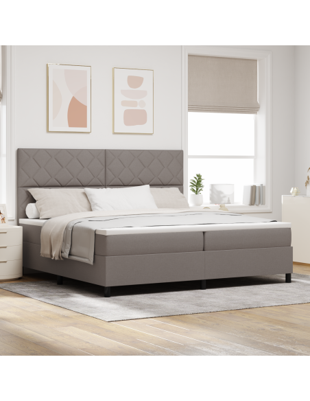 Letto con Box Spring e Materasso & LED Taupe 200x200 cm Tessuto