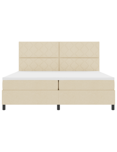 Letto a molle con materasso con led Crema 200 x 200 cm Tessuto