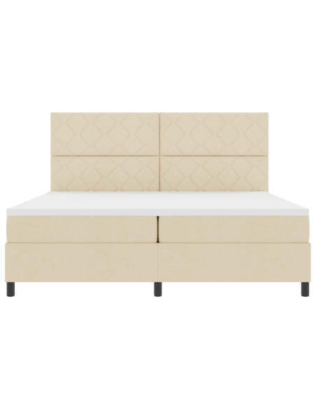 Letto a molle con materasso con led Crema 200 x 200 cm Tessuto