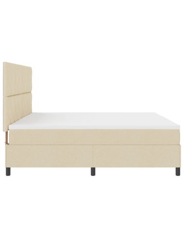Letto a molle con materasso con led Crema 200 x 200 cm Tessuto