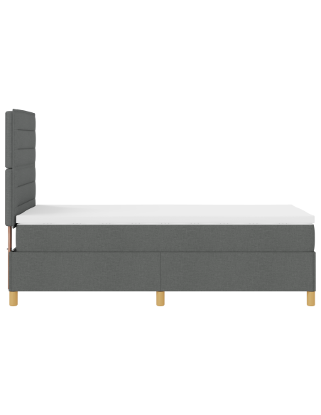 Letto a molle con materasso e LED Grigio scuro 80x200 cm Tessuto