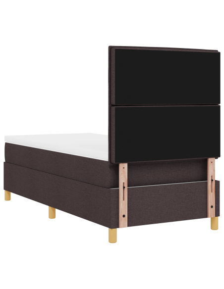 Letto Box Spring con materasso & LED Marrone Scuro 80x200 cm Tessuto