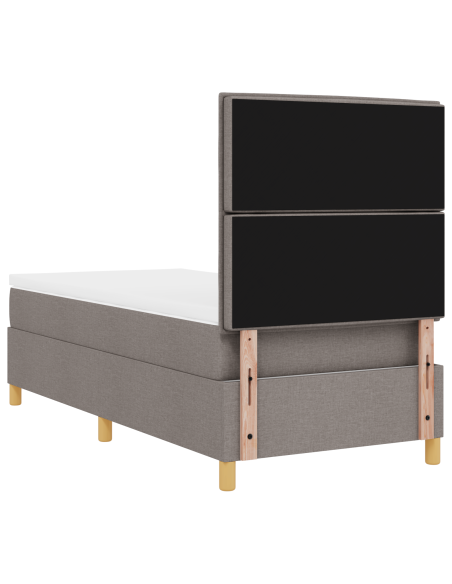 Letto box spring con materasso e LED tortora 80x200 cm tessuto