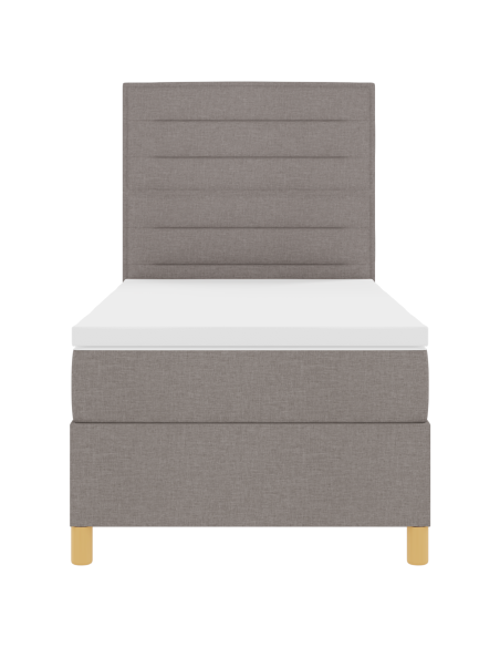 Letto box spring con materasso e LED tortora 80x200 cm tessuto