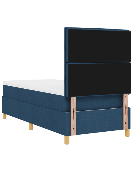 Letto con Box Spring e Materasso & LED Blu 90x190 cm in Tessuto