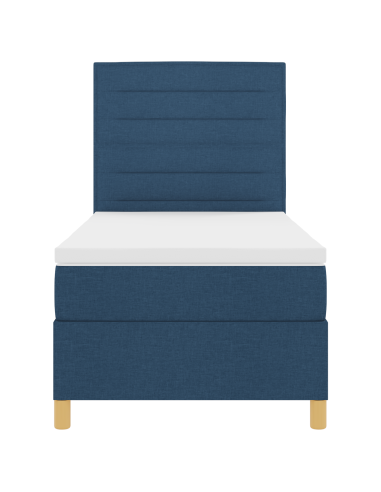 Letto a Sorgente LED con materasso Blu 90 x 190 cm Tessuto