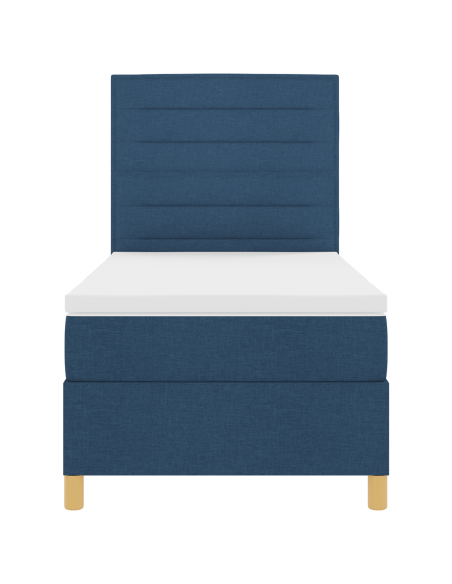 Letto con Box Spring e Materasso & LED Blu 90x190 cm in Tessuto