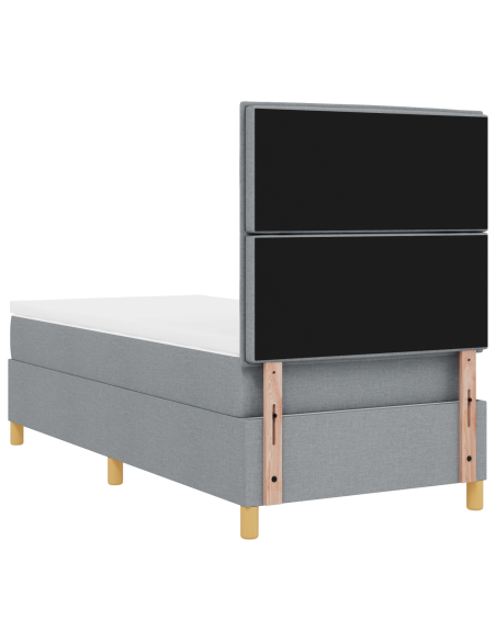 Letto Box Spring con Materasso & Luce LED Grigio Chiaro 90x200 cm Tessuto