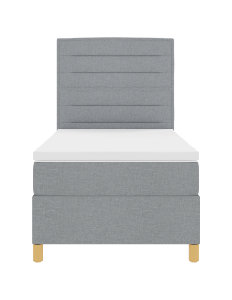 Letto Box Spring con Materasso & Luce LED Grigio Chiaro 90x200 cm Tessuto