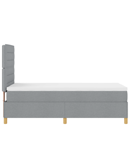 Letto Box Spring con Materasso & Luce LED Grigio Chiaro 90x200 cm Tessuto