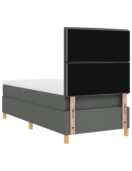 Letto Box Spring con Materasso e LED Grigio Scuro 90x200 cm Tessuto