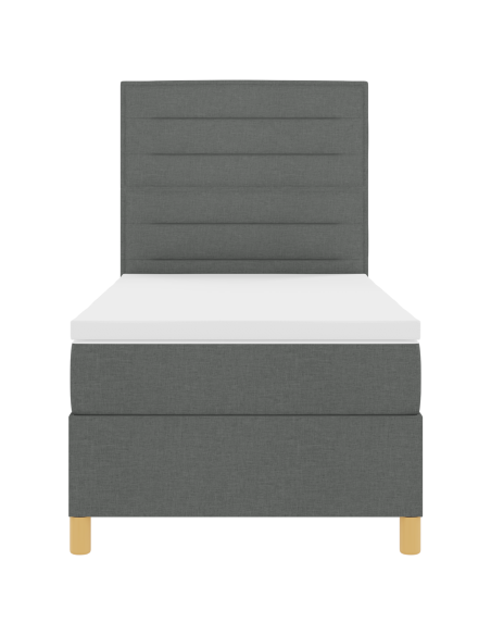Letto Box Spring con Materasso e LED Grigio Scuro 90x200 cm Tessuto